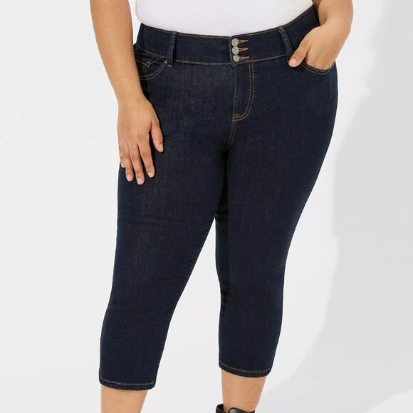 ❤️NWT VINTAGE TORRID CROP JEGGING JEANS - SUPER SOFT - 3 BUTTON WAIST PLUS SIZE - Picture 1 of 13